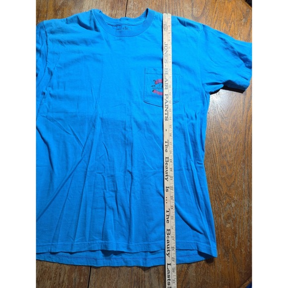 SALT LIFE Men's Blue Short Sleeve T-Shirt‎ Large Y2K Double Sided Front Pocket - Picture 4 of 7
